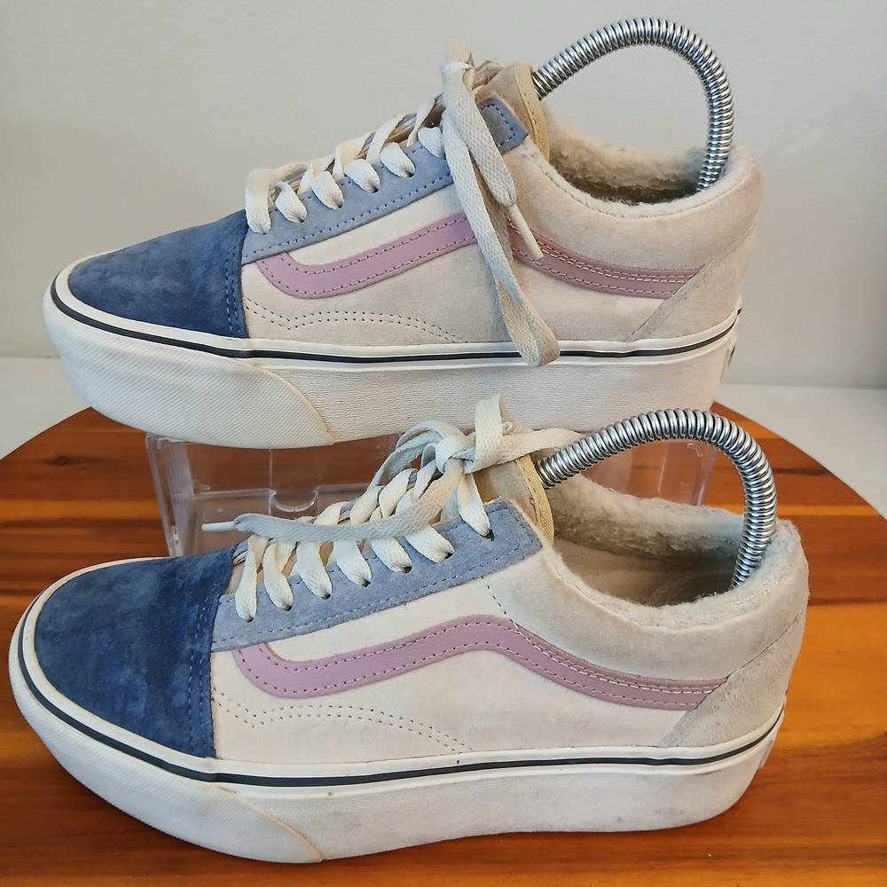 Vans Old Skool Stacked Womens 7 Blue Pink Casual Shoes Sneakers 721356‎